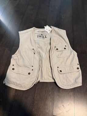 Liz Claiborne Light Beige Utility Twill Vest